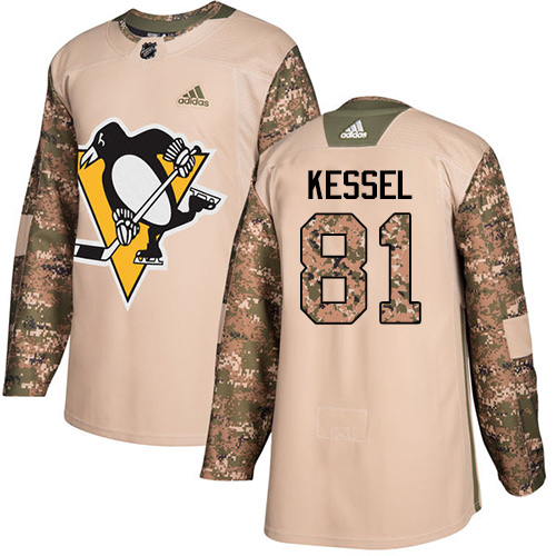 Adidas Penguins #81 Phil Kessel Camo Authentic Veterans Day Stitched Youth NHL Jersey - Click Image to Close